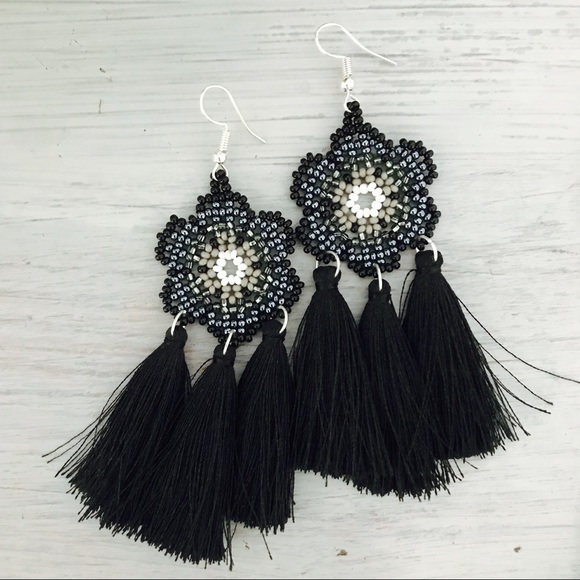 Beautiful Handmade Flower Tassel Earrings - Picture 7 of 8
